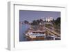 Vietnam, Hue. Cityscape with the Perfume River and Dragon Boats at Dusk-Walter Bibikow-Framed Photographic Print