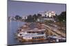 Vietnam, Hue. Cityscape with the Perfume River and Dragon Boats at Dusk-Walter Bibikow-Mounted Photographic Print