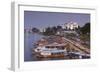 Vietnam, Hue. Cityscape with the Perfume River and Dragon Boats at Dusk-Walter Bibikow-Framed Photographic Print