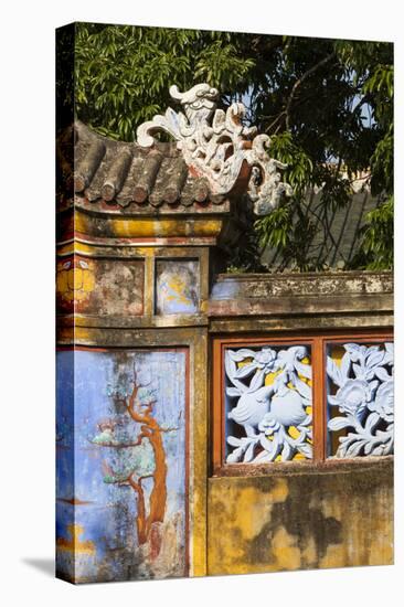 Vietnam, Hue Imperial City. Dien Tho Residence, Building Detail-Walter Bibikow-Stretched Canvas