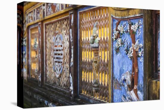 Vietnam, Hue Imperial City. Dien Tho Residence, Building Detail-Walter Bibikow-Stretched Canvas