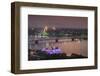 Vietnam, Hue. Trang Tien Bridge and Perfume River, Elevated View, Dusk-Walter Bibikow-Framed Photographic Print