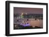 Vietnam, Hue. Trang Tien Bridge and Perfume River, Elevated View, Dusk-Walter Bibikow-Framed Photographic Print