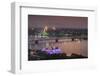 Vietnam, Hue. Trang Tien Bridge and Perfume River, Elevated View, Dusk-Walter Bibikow-Framed Photographic Print