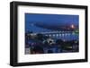 Vietnam, Hue. Trang Tien Bridge and Perfume River, Elevated View, Dusk-Walter Bibikow-Framed Photographic Print