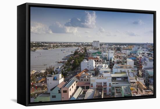 Vietnam, Mekong Delta. Can Tho, Elevated View of City and Can Tho River-Walter Bibikow-Framed Stretched Canvas