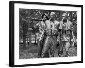 Vietnam memorial soldiers by Frederick Hart, Washington, D.C. - Black&W-Carol Highsmith-Framed Art Print