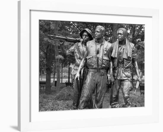 Vietnam memorial soldiers by Frederick Hart, Washington, D.C. - Black&W-Carol Highsmith-Framed Art Print