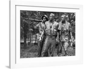 Vietnam memorial soldiers by Frederick Hart, Washington, D.C. - Black&W-Carol Highsmith-Framed Art Print