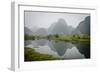 Vietnam, Ninh Binh. Limestone Karsts, with Reflection, in Fog-Matt Freedman-Framed Photographic Print