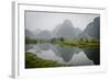 Vietnam, Ninh Binh. Limestone Karsts, with Reflection, in Fog-Matt Freedman-Framed Photographic Print