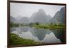 Vietnam, Ninh Binh. Limestone Karsts, with Reflection, in Fog-Matt Freedman-Framed Photographic Print