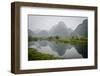 Vietnam, Ninh Binh. Limestone Karsts, with Reflection, in Fog-Matt Freedman-Framed Photographic Print