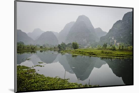 Vietnam, Ninh Binh. Limestone Karsts, with Reflection, in Fog-Matt Freedman-Mounted Photographic Print