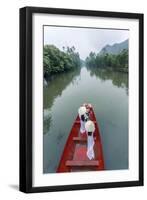 Vietnam, Perfume River. Young Vietnamese Girls on a Boat Going to the Perfume Pagoda (Mr)-Matteo Colombo-Framed Premium Photographic Print