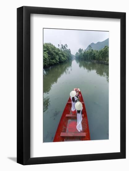 Vietnam, Perfume River. Young Vietnamese Girls on a Boat Going to the Perfume Pagoda (Mr)-Matteo Colombo-Framed Photographic Print