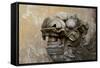 Vietnam. Stone Lion in the Entrance at Citadel, Hue, Thua Thien Hue-Kevin Oke-Framed Stretched Canvas