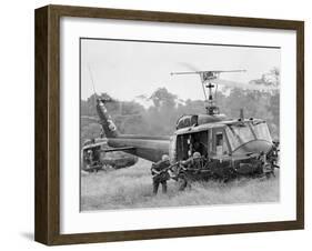 Vietnam War Helicopter Landing-Horst Faas-Framed Premium Photographic Print