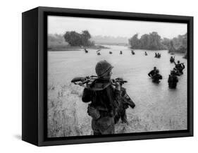 Vietnam War Paratroopers Rain-Henri Huet-Framed Stretched Canvas