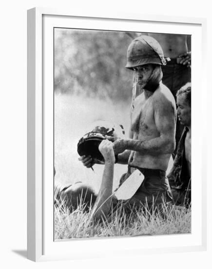 Vietnam War - U.S. Army Wounded-Henri Huet-Framed Premium Photographic Print