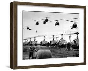 Vietnam War U.S. Helicopters Gas-Henri Huet-Framed Premium Photographic Print