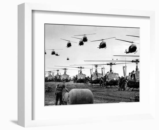 Vietnam War U.S. Helicopters Gas-Henri Huet-Framed Photographic Print
