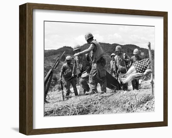 Vietnam War U.S. Marine Casualty-Henri Huet-Framed Premium Photographic Print