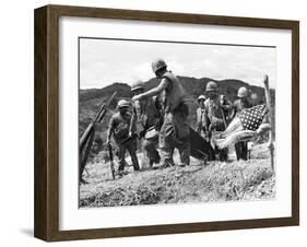 Vietnam War U.S. Marine Casualty-Henri Huet-Framed Premium Photographic Print