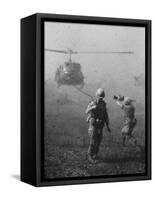 Vietnam War US Helicopter Landing-Henri Huet-Framed Stretched Canvas