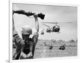 Vietnam War US Helicopters-Henri Huet-Framed Photographic Print