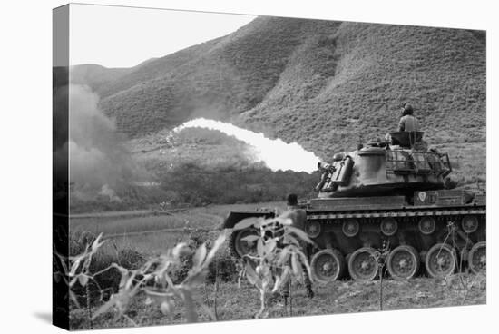 Vietnam War. Us Marine Corps Flame Thrower Tank in Action, Ca. 1966-null-Stretched Canvas