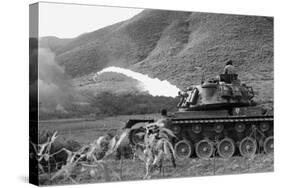 Vietnam War. Us Marine Corps Flame Thrower Tank in Action, Ca. 1966-null-Stretched Canvas