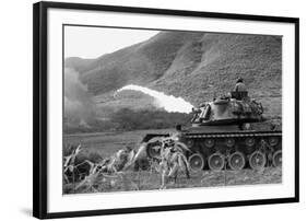 Vietnam War. Us Marine Corps Flame Thrower Tank in Action, Ca. 1966-null-Framed Photo