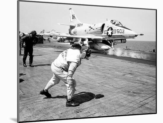 Vietnam War USS Intrepid Skyhawk-Henri Huet-Mounted Premium Photographic Print