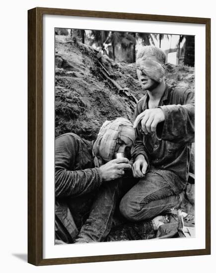 Vietnam War Wounded Medic-Henri Huet-Framed Premium Photographic Print