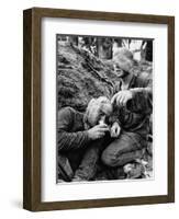 Vietnam War Wounded Medic-Henri Huet-Framed Photographic Print