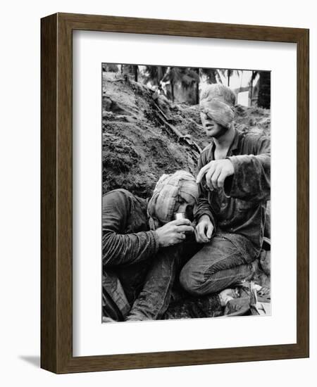 Vietnam War Wounded Medic-Henri Huet-Framed Photographic Print