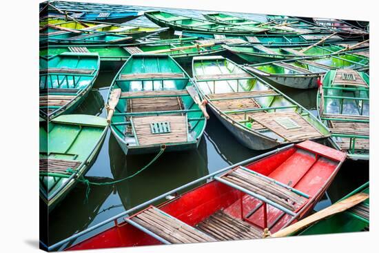 Vietnamese Boats on the River Early in the Morning. Tam Coc, Ninh Binh. Vietnam Travel Landscape An-Perfect Lazybones-Stretched Canvas