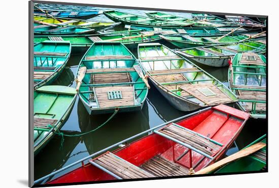 Vietnamese Boats on the River Early in the Morning. Tam Coc, Ninh Binh. Vietnam Travel Landscape An-Perfect Lazybones-Mounted Photographic Print