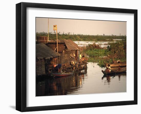 Vietnamese Floating Village, Cambodia-Walter Bibikow-Framed Premium Photographic Print