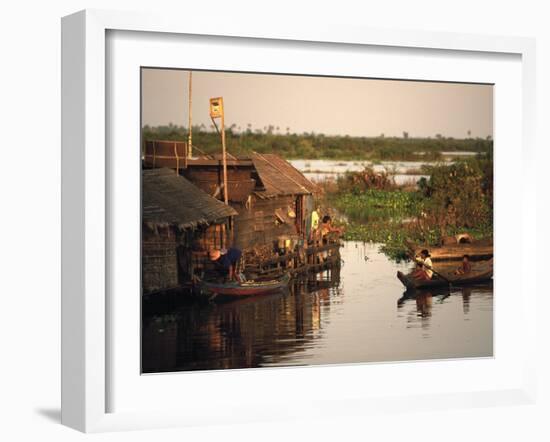 Vietnamese Floating Village, Cambodia-Walter Bibikow-Framed Premium Photographic Print