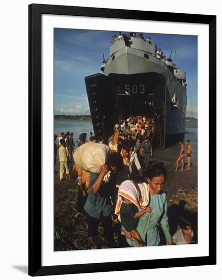 Vietnamese Refugees Arriving From Cambodia-Larry Burrows-Framed Photographic Print