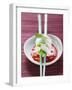 Vietnamese Spring Roll on Chopsticks over Chili Sauce-null-Framed Photographic Print