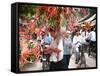 Vietnamese Vendors Crowd a Street Selling Colored Lanterns on a Street in Downtown Hanoi-null-Framed Stretched Canvas