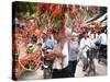 Vietnamese Vendors Crowd a Street Selling Colored Lanterns on a Street in Downtown Hanoi-null-Stretched Canvas