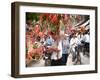 Vietnamese Vendors Crowd a Street Selling Colored Lanterns on a Street in Downtown Hanoi-null-Framed Photographic Print