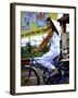 Vietnamese woman cycles in white clothes and hat-Charles Bowman-Framed Photographic Print