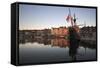 Vieux Bassin Looking to Saint Catherine Quay with Replica Galleon at Dawn, Normandy, France-Stuart Black-Framed Stretched Canvas