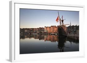 Vieux Bassin Looking to Saint Catherine Quay with Replica Galleon at Dawn, Normandy, France-Stuart Black-Framed Photographic Print