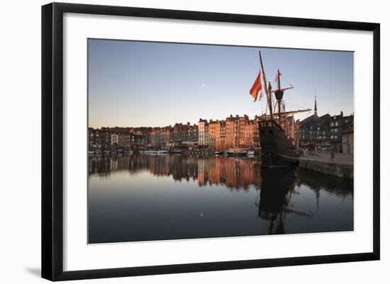 Vieux Bassin Looking to Saint Catherine Quay with Replica Galleon at Dawn, Normandy, France-Stuart Black-Framed Photographic Print